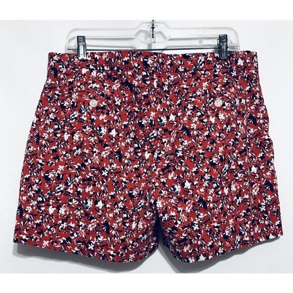 Banana Republic Factory Womens Size 12 Red Floral Shorts Stretch Pockets - Picture 2 of 4